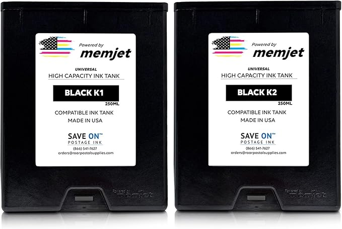 Quadient Memjet M5K250-N Compatible High Capacity Black Printer Ink Tank (500ml) - Printer Ink Cartridge for Mach Series Quadient & Hasler Printers - Replacement Inkjet Printer Ink (2-Pack)