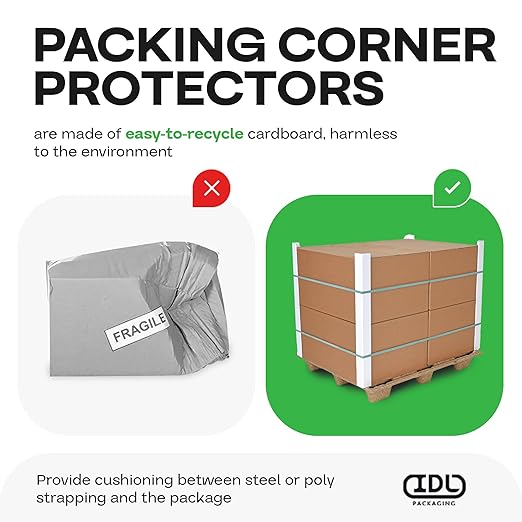 IDL Packaging 2” x 2” x 12” Cardboard Edge Protector (Pack of 20) - Corner Protectors for Shipping, Storage, & Moving – Reinforced Corner Guard Protection for Pallets, Wall Corners, & Furniture