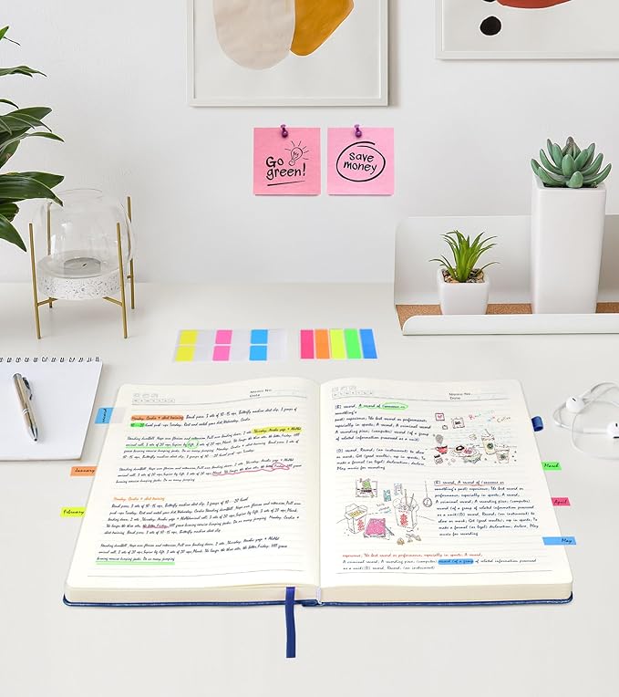 Lined Journal Notebook, 365 Pages B5 Large Journals for Writing Ruled Notebook, Hardcover Leather Journal for Women Men, Daily Notebook for Work, Note Taking, 100Gsm Thick Paper (7.6'' X 10''Darkblue)