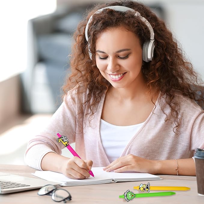 Phrase Pens 10Pcs Funny Cute Novelty Gel Pens Aesthetic kawaii Black Ink Pen Ballpoint Saying Word Animal Positive Pen Accessories Bulk Teacher Supplies Party Favor Back to School gifts for Girls