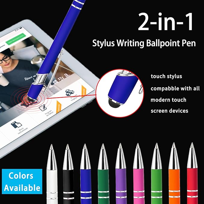 Max 500 Pcs Personalized Pens Bulk, Custom Pens with Free Engraving, Customized Stylus Tip Ballpoint Pen with Your Name Massage Text for School Office Business Graduation Anniversaries-50 Packs