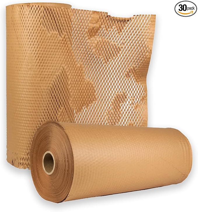 PSBM 30 Roll Honeycomb Packing Paper, 20 Inch x 1000 Feet Bubble Cushioning Wrap For Shipping Materials, Recyclable Honeycomb Paper