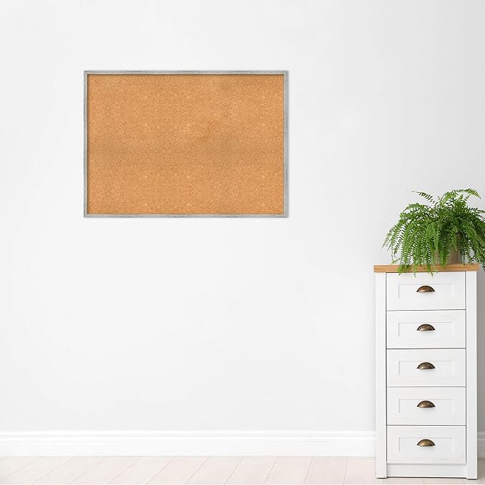 Amanti Art Natural Cork Board for Wall, 31x43 Vision Board with White Frame, Oversize Corkboard Office Decor for Home Organization, Cottage Corkboard Pinboard to Display Items for Home Organization