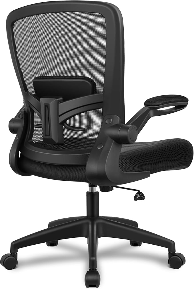 FelixKing Office Chair, Ergonomic Desk Chair Breathable Mesh Chairs with Adjustable High Back Lumbar Support Flip-up Armrests, Executive Swivel Comfy Task Computer Chairs for Home Office Black
