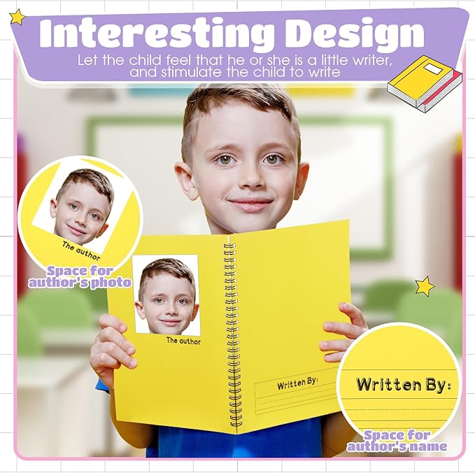 Henoyso 10 Pcs 100/50 Sheets Primary Composition Notebook K-2 Bulk Spiral Primary Journal Drawing Handwriting Practice for Kids Kindergarten 1st 2nd Back to School Supplies (Macaron Color,100 Sheets)