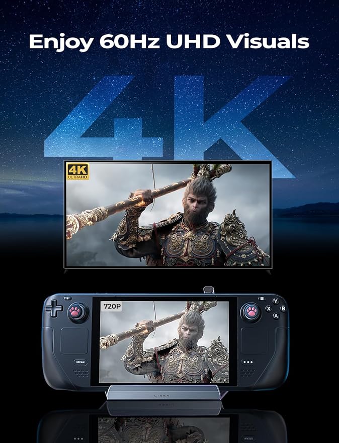 LISEN 10-IN-1 Docking Station for Steam Deck OLED&ROG Ally X&Legion Go, Dual Cooling Fan 5 USB Ports and 4K@60Hz, 100W Charging Port Support ROG Ally 30W Mode, Gigabit Ethernet Fit for Steam Deck OLED