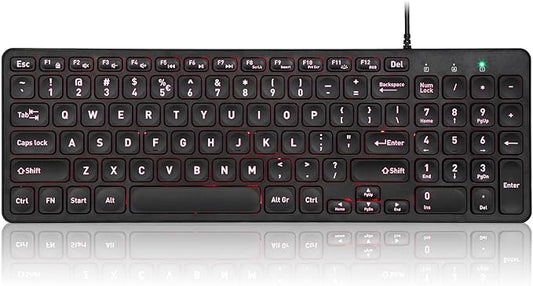 Perixx PERIBOARD-333RGB Wired Backlit USB Keyboard- X Type Scissor Keys - Compact 14.25x4.57x0.83 Inches - Big Print Letters - RGB Backlit - US English