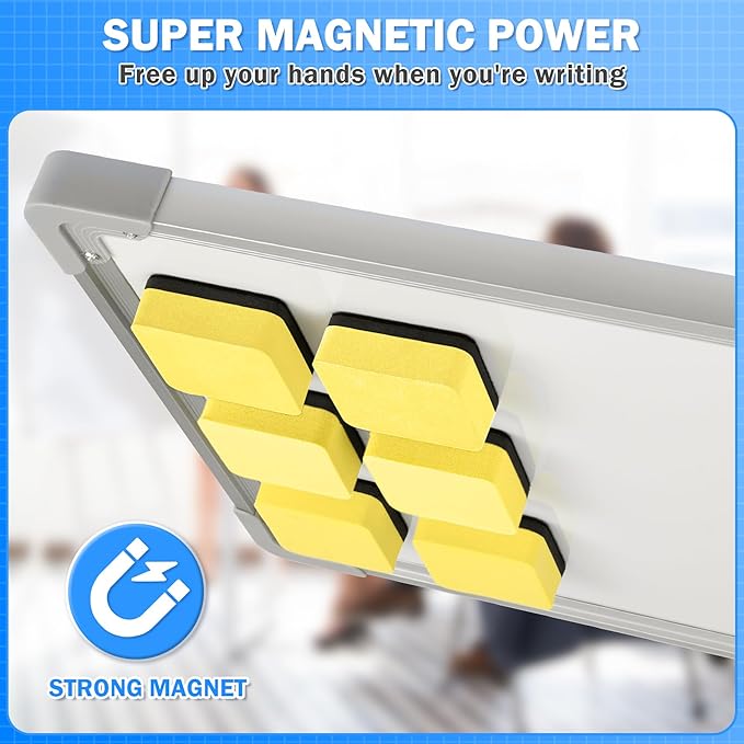 EAONE 48 Pack Dry Erase Eraser, Magnetic Whiteboard Cleaner Mini Chalkboard Cleansers for Classroom, School, Office, Home (Yellow, 1.97 x 1.97 Inch)