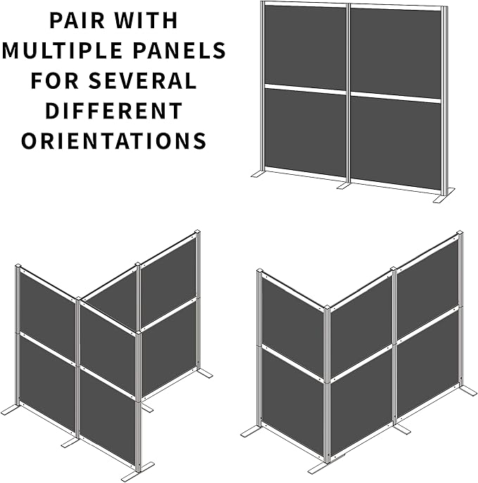 VIVO L-Shape Modular Corner Wall System, 3 Panels, Modern Professional Office Cubicle Dividers, Freestanding Privacy Screen, 66 inches High, Dark Gray, PP-MWS63D-L