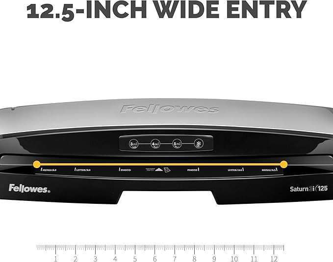 Fellowes Saturn 3i 125 Thermal Laminator Machine for Home or Office with Pouch Starter Kit, 12.5 inch, Fast Warm-Up, Jam-Free Design (5736601)