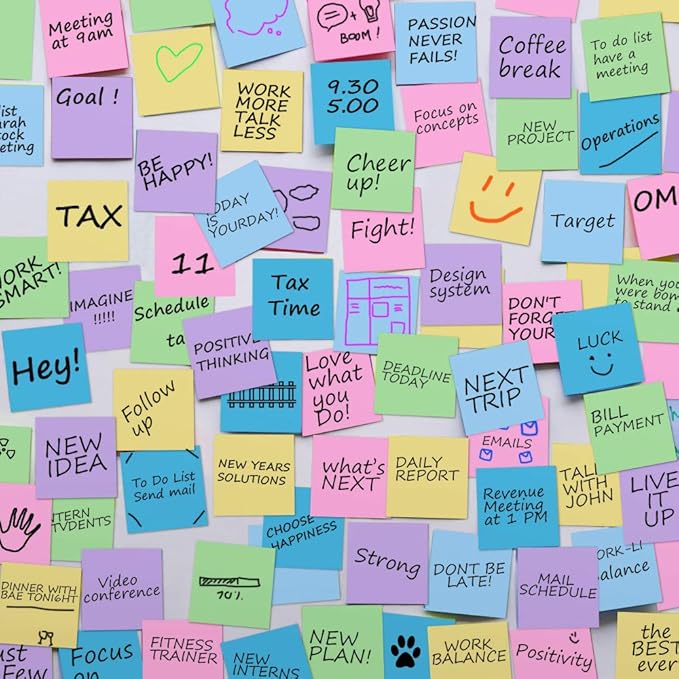 MyLifeUNIT Sticky Notes 3x3, Bulk Pack 54 Note Pads 5400 Sheets for Daily Reminder, Self-Stick Notes with 6 Assorted Colors