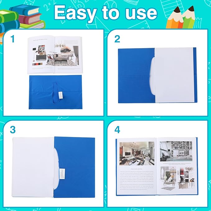 Sherr 28 Pack Stretchable Jumbo Book Sleeve Covers 14.5 x 9 Inch Stretchable Book Covers Fabric Book Cover Protector Reusable Book Cloth for Classroom Most Hardcover Book About 9 x 12 Inch