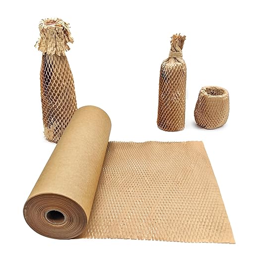 Honeycomb Packing Paper, 12" x 35' Honeycomb Cushioning Wrap Roll for Moving Shipping Packaging Gifts, Recyclable Honeycomb Paper Moving Supplies Bubble Paper Wrapping Protective Roll