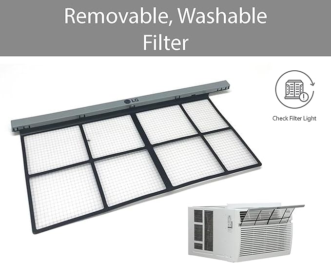 LG 12,000 BTU Window Air Conditioner, 115V, Cools 550 Sq.Ft. for Bedroom, Living Room, Apartment, Quiet Operation, Electronic Control with Remote, 3 Cooling & Fan Speeds, Auto Restart, White