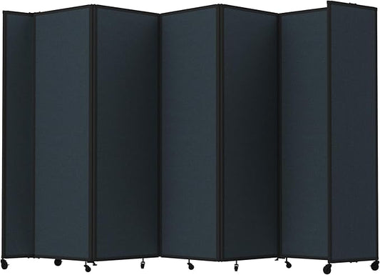 Versare Room Divider 360 Portable Wall Partition | Folding Panels | Large Freestanding Divider | Locking Wheels | Temporary Room Separator | 14' x 7'6'', Blue Spruce