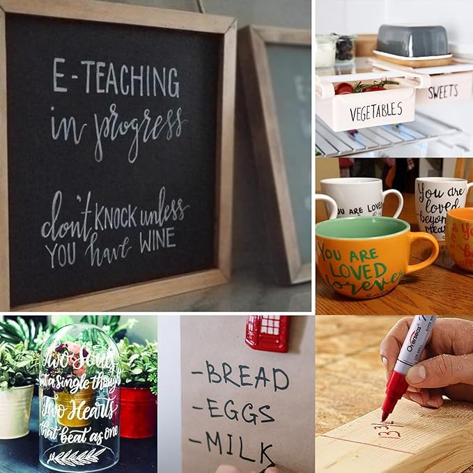 Overseas Silver Paint Pens Permanent Markers 24 Pcs, Oil Based Paint Markers Set, Quick Drying, Waterproof, Medium Tip Marker Pens for Metal, Rock, Wood, Plastic, Canvas, Glass, Stone, Rubber, Paper