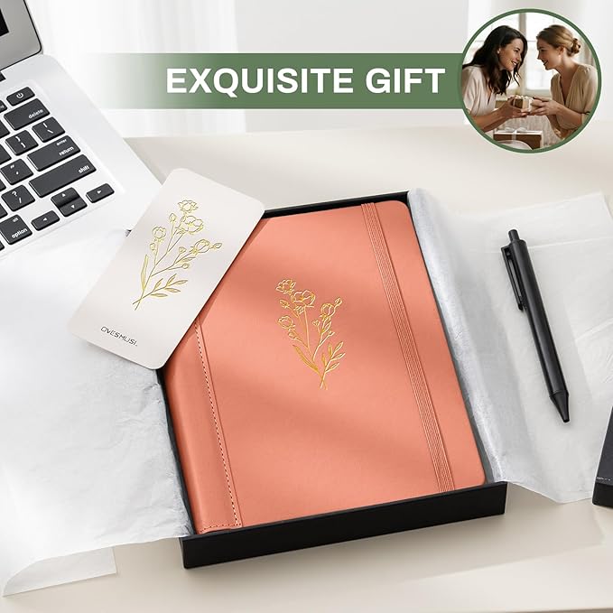 Lined Journal for Women 100 GSM 288 Pages Leather Journals for Writing A5 Hardcover Travel Journals Notebook Gift Set with Pen for Work Daily Writing