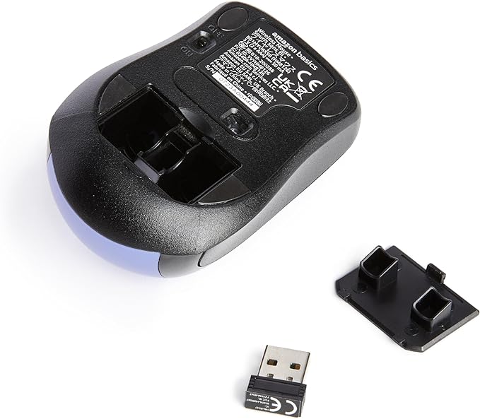 Amazon Basics 2.4 Ghz Wireless Optical Computer Mouse with USB Nano Receiver, Blue
