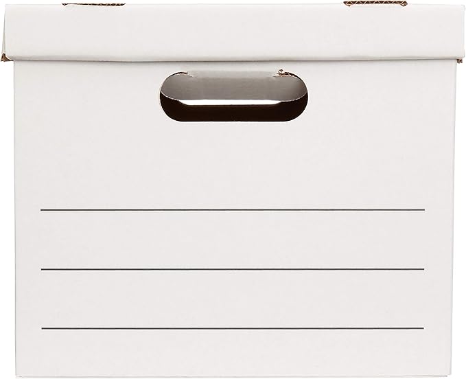Amazon Basics Storage/Filing Boxes with Lift-Off Lid - Letter/Legal Size, Sturdy, Easy Assembly, White, 16.2" L x 12.5" W x 10.5" H, Pack of 20