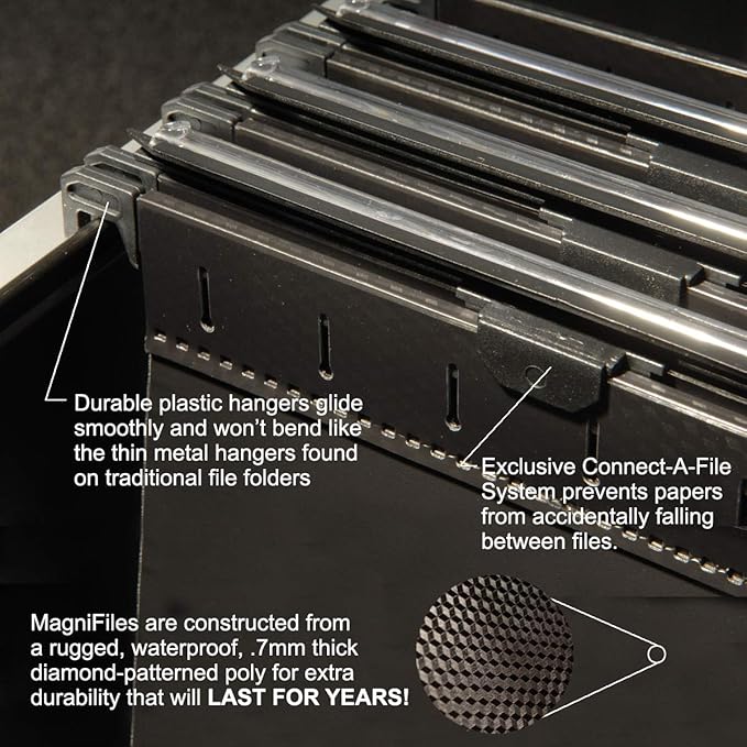 Ultimate Office MagniFile Hanging File Folders (Black, 1" Box-Base, Set 2)