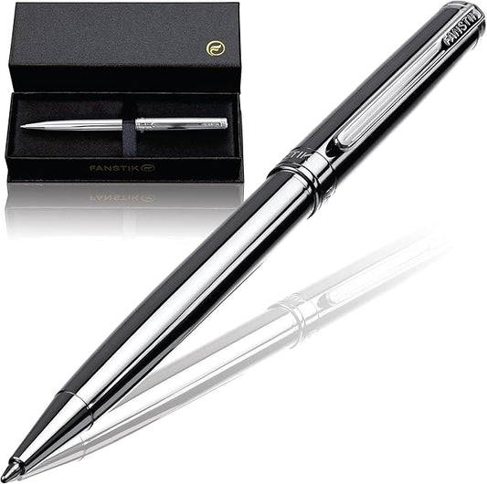 Silver Luxury ballpoint Pen (Made In USA) fancy gift set for women, Chrome Finish, Professional executive pen gift set for men (Lux BallPoint Silver)