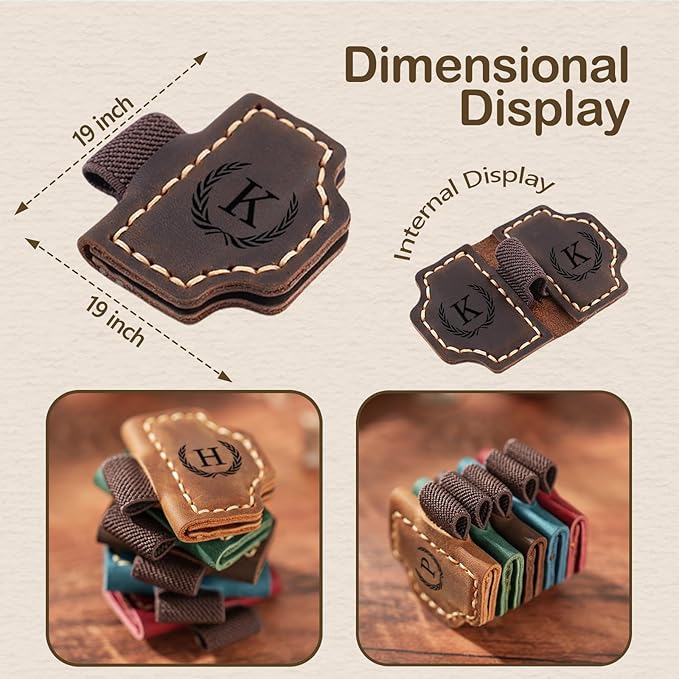 Artlaza Personalized Magnetic Leather Bookmark with Pen Holder - 26 Letters Custom Book Mark with Name Initial Engraved Book Marker for Readers, Book Lovers, Travelers - Gift for Women & Men(Red，N