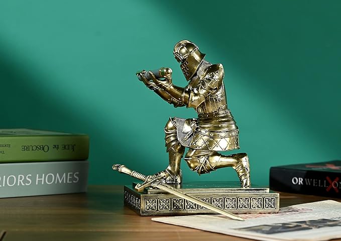 King's Guard Knight Pen Holder Pen Stand Desk Organizers and Accessories Resin Pencil Holder as Gift for Office and Home (Bronze)