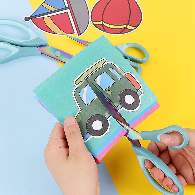 Craft Scissors, All Purpose Sharp Titanium Blade Shears, Comfortable Grips, School Scissors Set of 3 pack, Ideal for Office, Home, Sewing, Fabric, Kitchen, Arts and DIY Supplies, 9.3"/8.5"/5.6", Blue