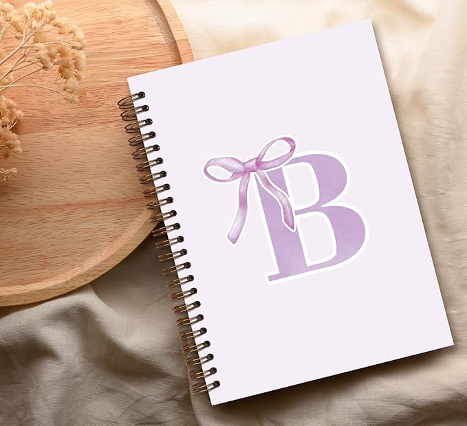 foedor Coquette Trendy Preppy Purple Bow Spiral Notebook,Initial B Journal Personalized Teen Girl Gifts,Monogrammed Gifts for Women Teen Girl,College Ruled Hardcover Spiral Notebook(purple)