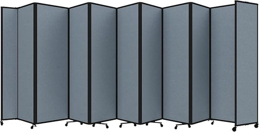 Versare Room Divider 360 Portable Wall Partition | Folding Panels | Large Freestanding Divider | Locking Wheels | Temporary Room Separator | 25' x 7'6'', Powder Blue