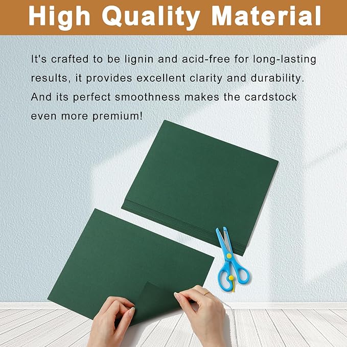 120 Sheets Dark Green Shimmer Cardstock 8.5 x 11 Metallic Paper, 92lb Heavyweight Craft Paper Card Stock for Christmas, Birthday Decorations, DIY Cards Making, Invitations