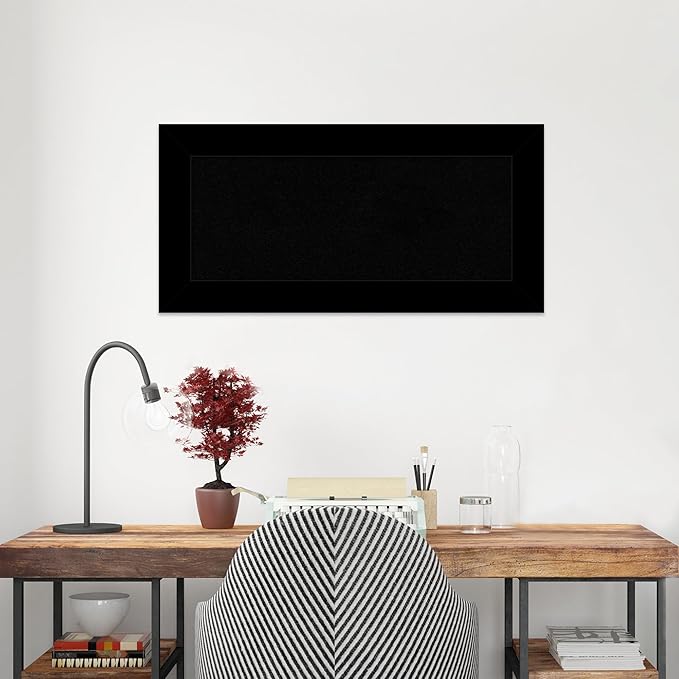 Amanti Art Black Cork Board for Wall, 17x35 Vision Board with Black Wood Frame, Medium Corkboard Office Decor for Home Organization, Casual Corkboard Pinboard to Display Items for Home Organization