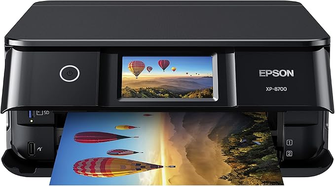 Epson Expression Photo XP-8700 Wireless All-in-One Printer with Built-in Scanner and Copier and 4.3" Color Touchscreen, Black