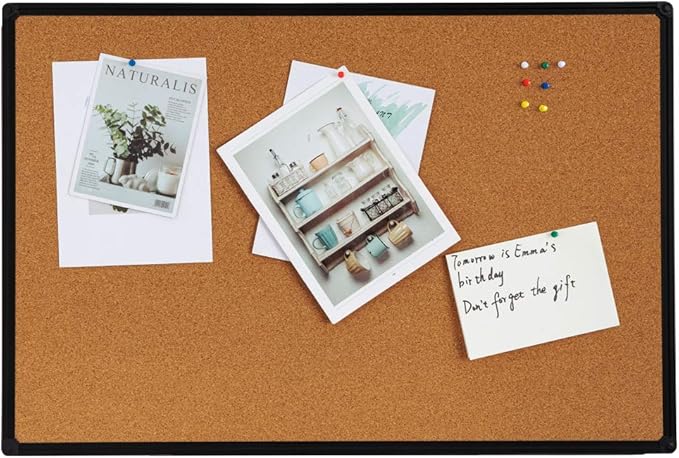 2 Pack 36 x 24 Inch Cork Notice Board Bulletin Message Memo Pin Board, Black Aluminum Frame