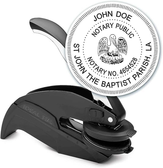 Rubber Stamp Creation MaxMark Notary Seal Round Embosser for Louisiana State - Includes Gold Burst Seal Labels (50 Count)