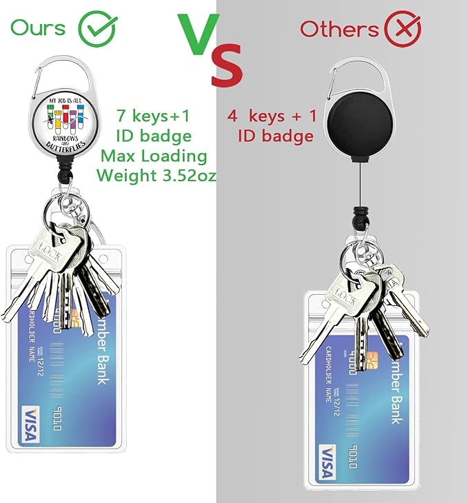 Phlebotomy Badge Reel Retractable Heavy Duty, Phlebotomist ID Badge Holder Retractable Clip, Funny Nurse Badge Reel ID Card Holder Name Badge Clip My Job is All Rainbows and Butterflies