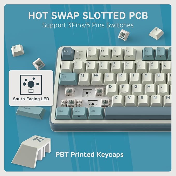 RK ROYAL KLUDGE S98 Mechanical Keyboard w/Smart Display & Knob, Top Mount 96% Wireless Mechanical Keyboard BT/2.4G/USB-C, Hot Swappable, Software Support, Creamy Sounding, 98 Keys