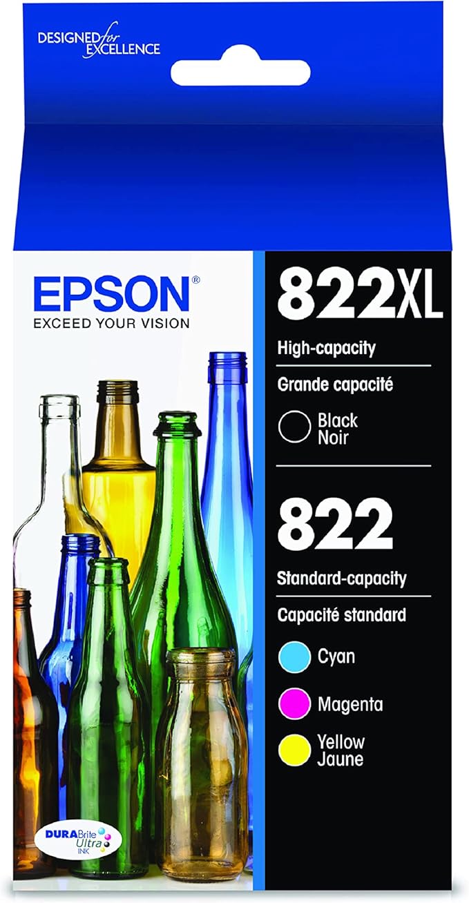 Epson® Workforce® Pro WF-4820 Wireless Color Inkjet All-in-One Printer & EPSON T822 DURABrite Ultra Ink High Capacity Black (T822XL120-S) T822 DURABrite Black