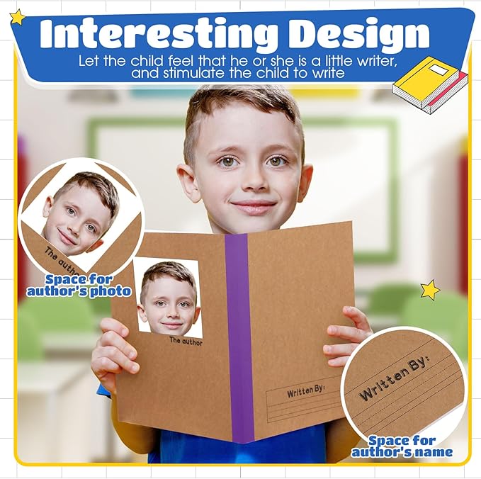 Henoyso 10 Pcs Primary Composition Notebook 9 3/4 x 7 1/2 Inch Kids Journal, Back to School Supplies, K-2 Primary Writing Notebook for Kids Student Draw and Write Story Journal (Fresh Color)