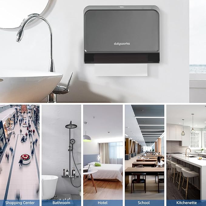 Paper Towel Dispenser Wall Mounted, Multifold Hand Towel Dispenser for Kitchen Bathroom Home Business, Trifold/C Fold/Z Fold Paper Towel Holder with Lock, Universal Paper, Black