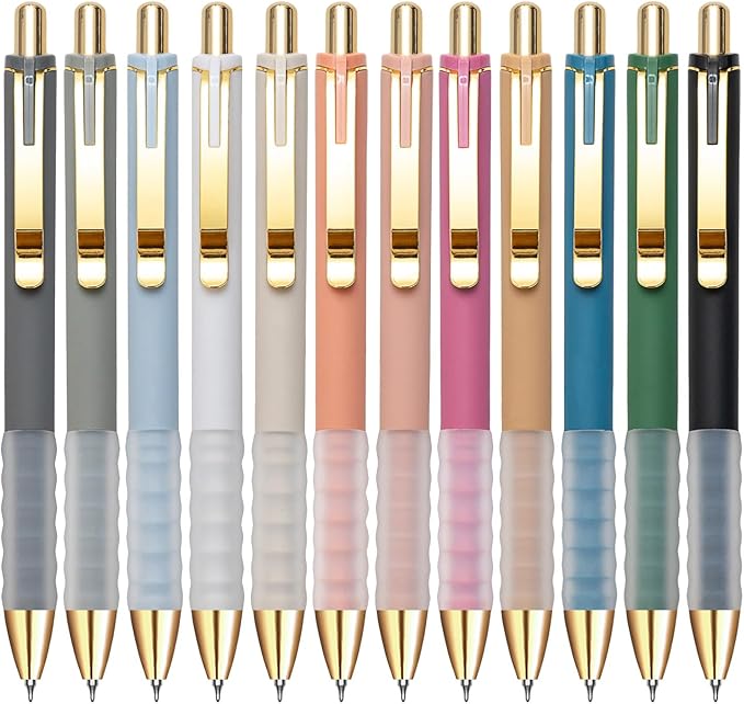 Linbsunne Gel Pens Black Ink Pen 0.5mm fine Point Pens Smooth Writing Retractable Office Supplies (12-count)