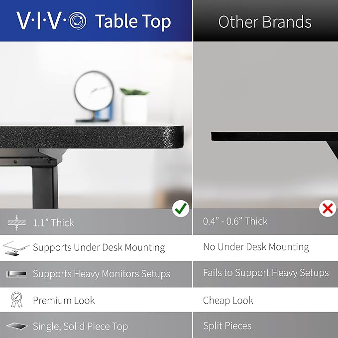 VIVO Electric 60 x 24 in Standing Desk, Memory Height Adjustment, 1B Series, One-Piece Light Wood Top, Black Frame, DESK-KIT-1B6C