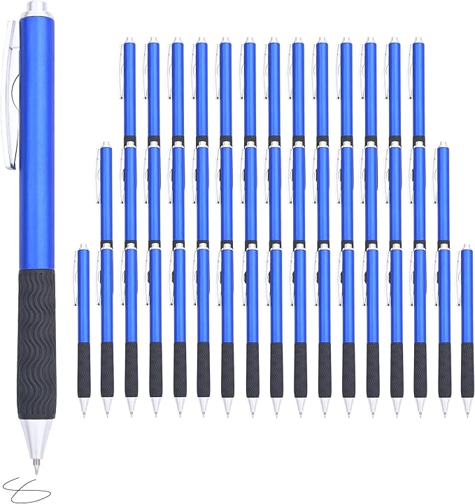 Bulk Gel Pens,50pcs Black ink Gel Pens.Wholesale Retractable Ballpoint Pen,0.5mm Fine Tip for School,Office, Nurses Notes Office Supplies(Blue body)