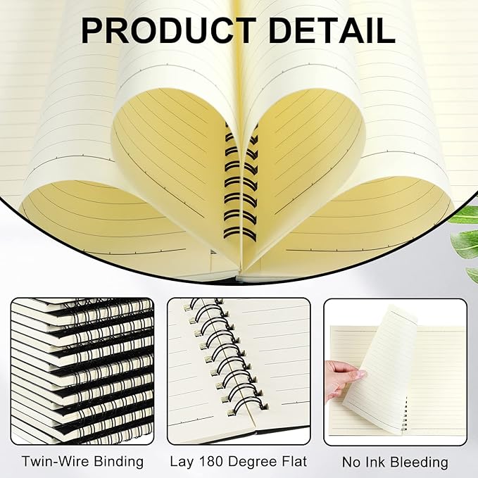 Yahenda 108 Pcs Spiral Notebook Bulk A5 Journal Lined 8.3'' x 5.5'' Writing Composition Paper Small Notepad Subject Notebook for Students Office Business Back to School Supplies (Black)