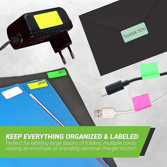 Royal Green Rectangular Color Coding Sticker Roll - Write On Labels for Folders and Organizing, 1.57" x 0.75" Stickers to Write On Name Tags for Office Supplies & Organization, 500-Pack (Neon Pink)