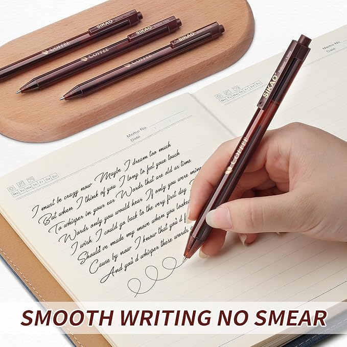 Pens Bulk, Coffee 60Pack Ballpoint Pens for Smooth Writing No Smear, Black Ink Medium Point 1.0mm, Retractable Click Server Pens, School Office Supplies (Black ink)