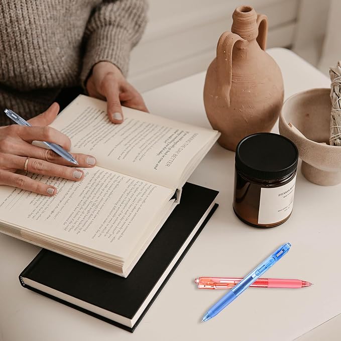 Aozora Blue Gel Pens Fine Point Smooth Writing Pen 40 Pack Retractable Blue Gel Ink Pen with Soft Grip 0.5mm Quick Dry Office School Supplies(20 Pens with 20 Refills)