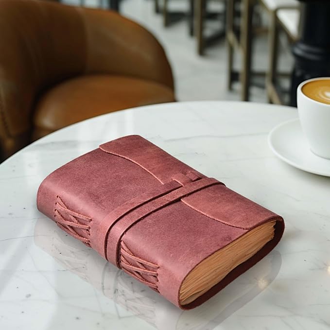 LEATHER VILLAGE Leather Bound Journal - Fuchsia, 11.5"X8.50", 220 Pages - Vintage Blank Paper Diary for Writing, Drawing, Sketchbook, and Travel Notebook - Ideal for Women and Men