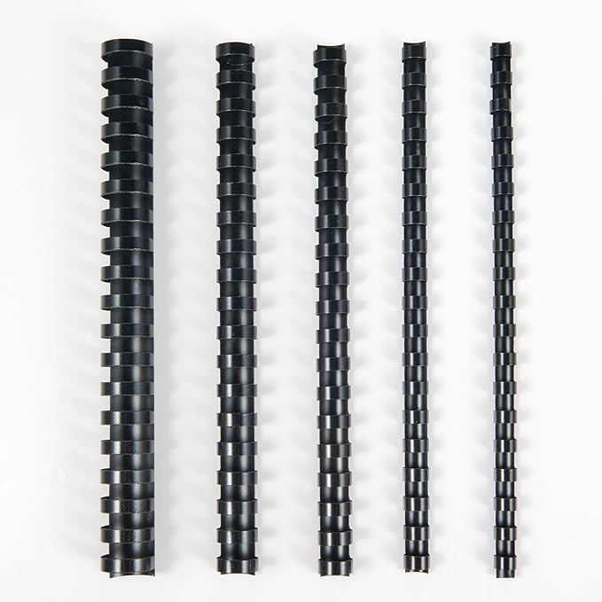 TOTiyea 100 Pack 19 Ring Binding Combs, Multi Sizes, 3/8 Inch, 1/2 Inch, 5/8 Inch, 3/4 Inch, 1 Inch, Letter Size, Black Binding Comb Spines Set