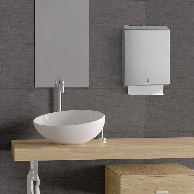 Paper Towel Dispenser Wall Mount - Multifold Trifold Paper Towel Dispensers, Large Capacity Stainless Steel Tissue Holder, Suitable for Bathrooms and Public Places